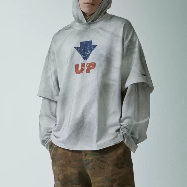 【DRIP5780】F2CE Faux Two Piece Loose Hoodie