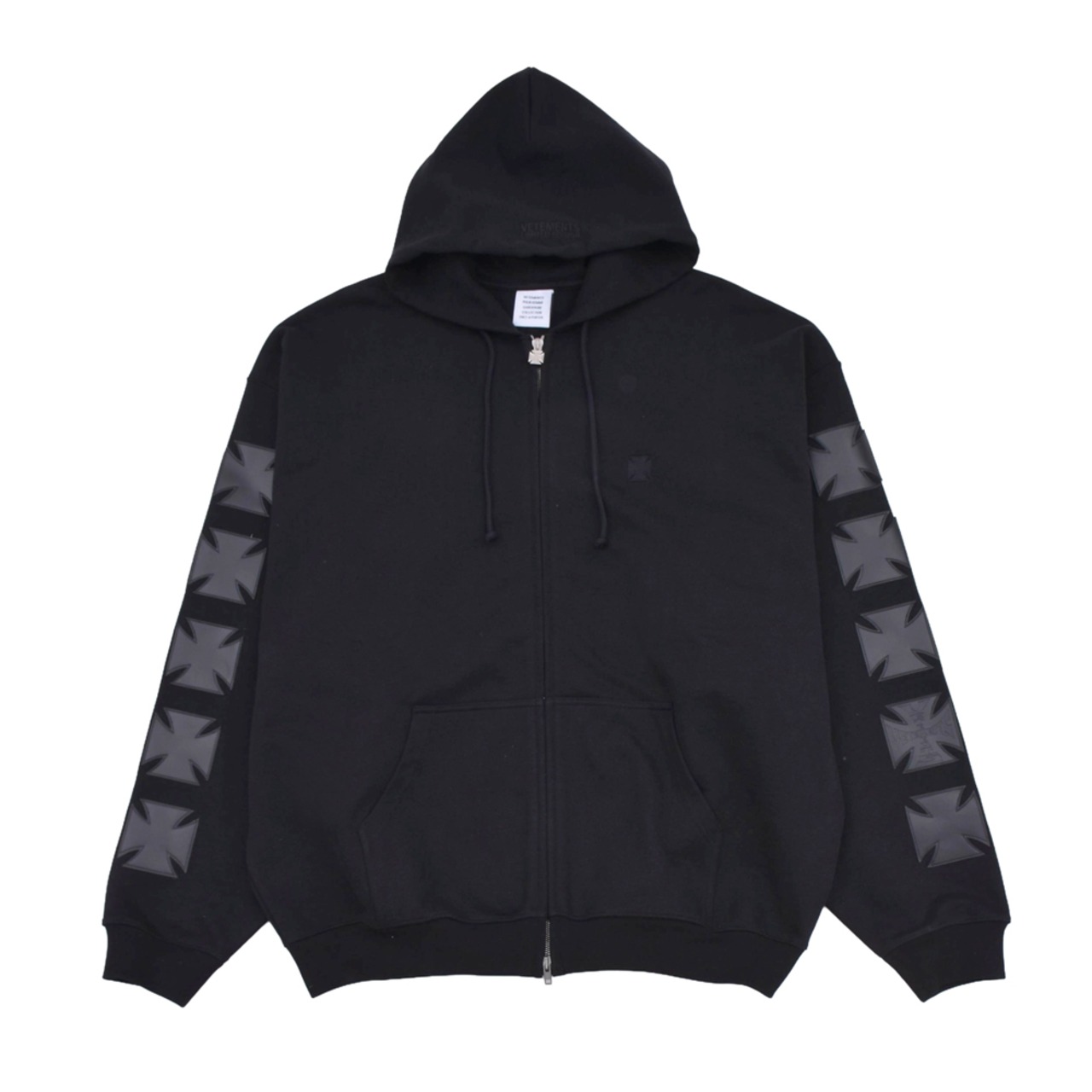 【VETEMENTS】LEATHER BIKER CROSS ZIP-UP HOODIE - 5