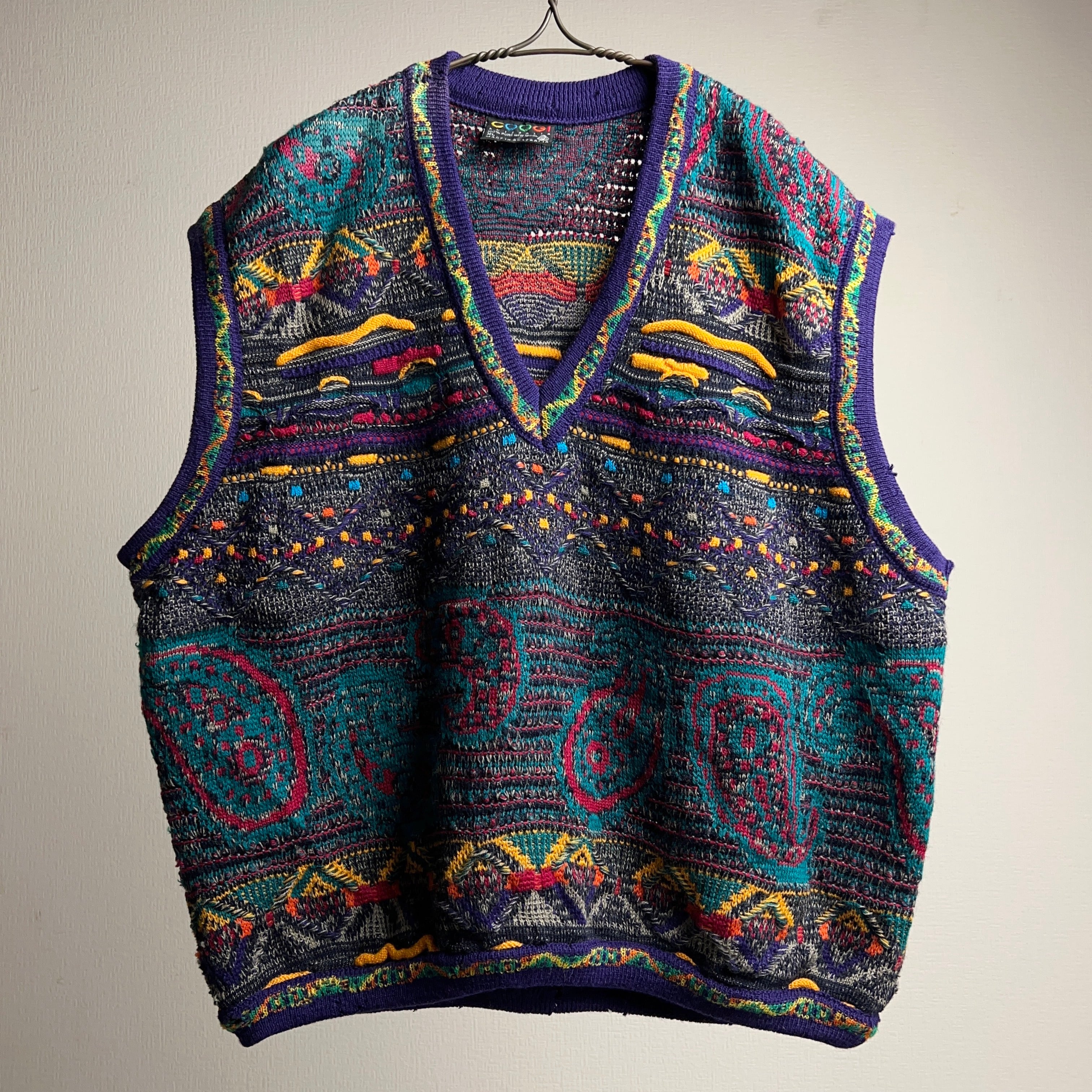 90's~ “COOGI” 3D KNIT VEST SIZE XL クージー ニットベスト 3Dニット 