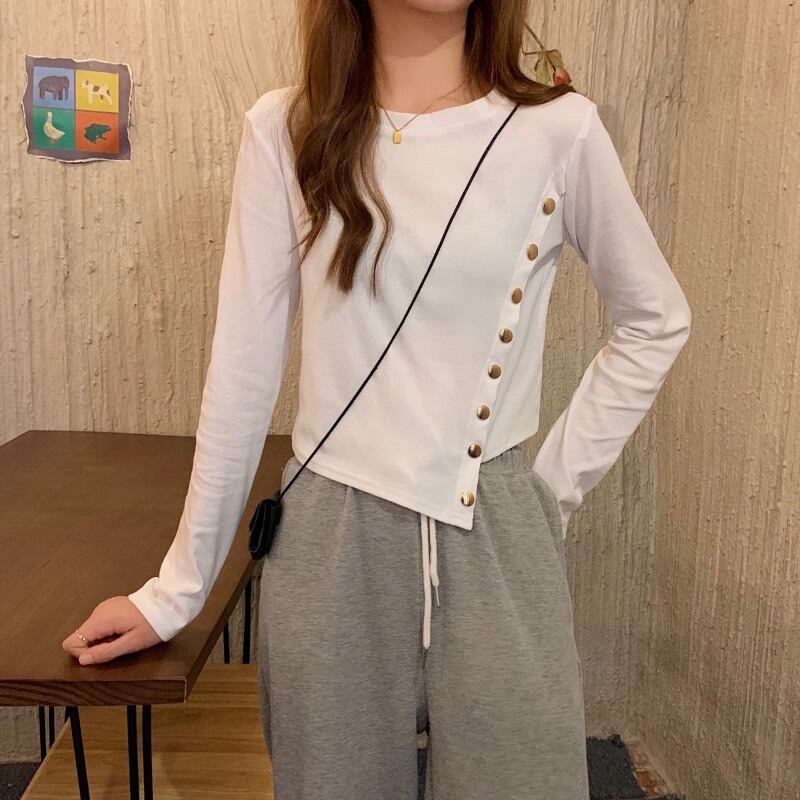 スプリングスタイルショートボタンTシャツ トップス ロング 春物 試着室47215070651