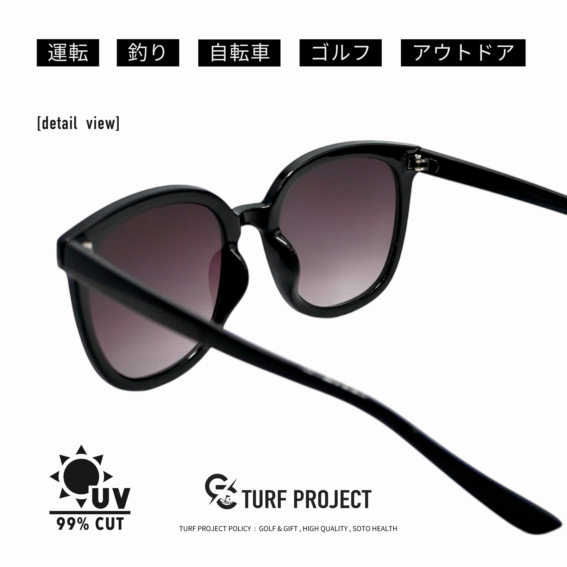 ＃AIRGRAM / GOLF＆CITY サングラス /（形：ビッグシェイプ　色：ブラック　レンズ：スモークハーフー) / TPGC-9259-1