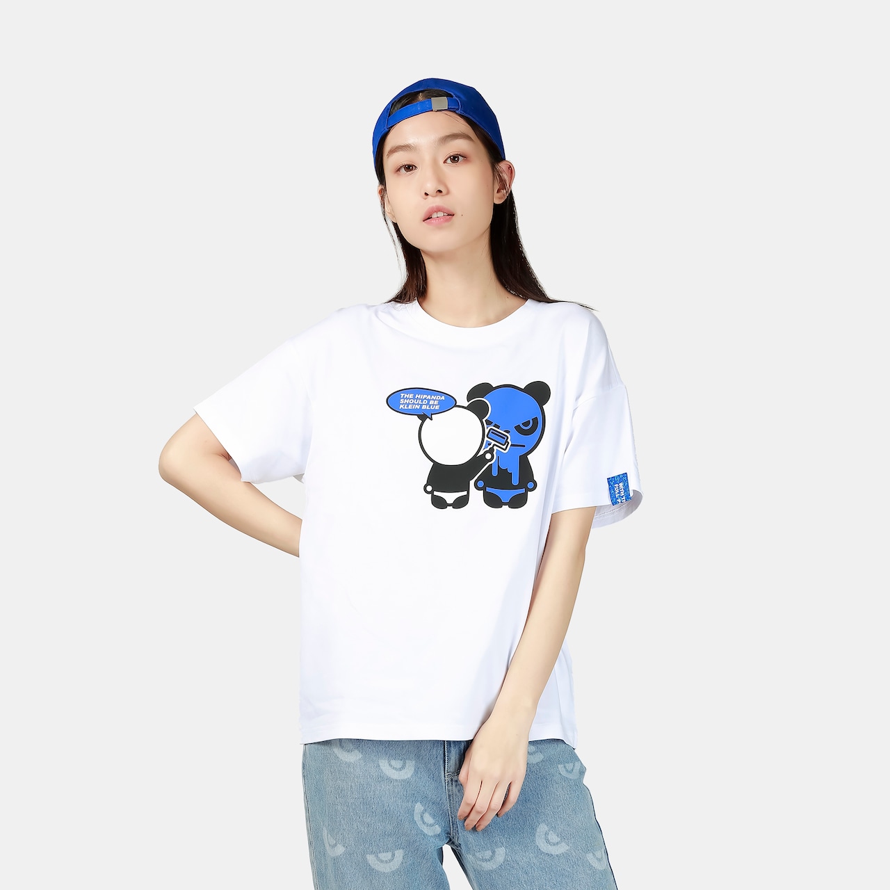 送料無料【HIPANDA ハイパンダ】レディース  パンダピグメント Tシャツ / WOMEN'S PANDA PIGMENT SHORT SLEEVED T-SHIRT / WHITE・YELLOW・SAPPHIRE BLUE