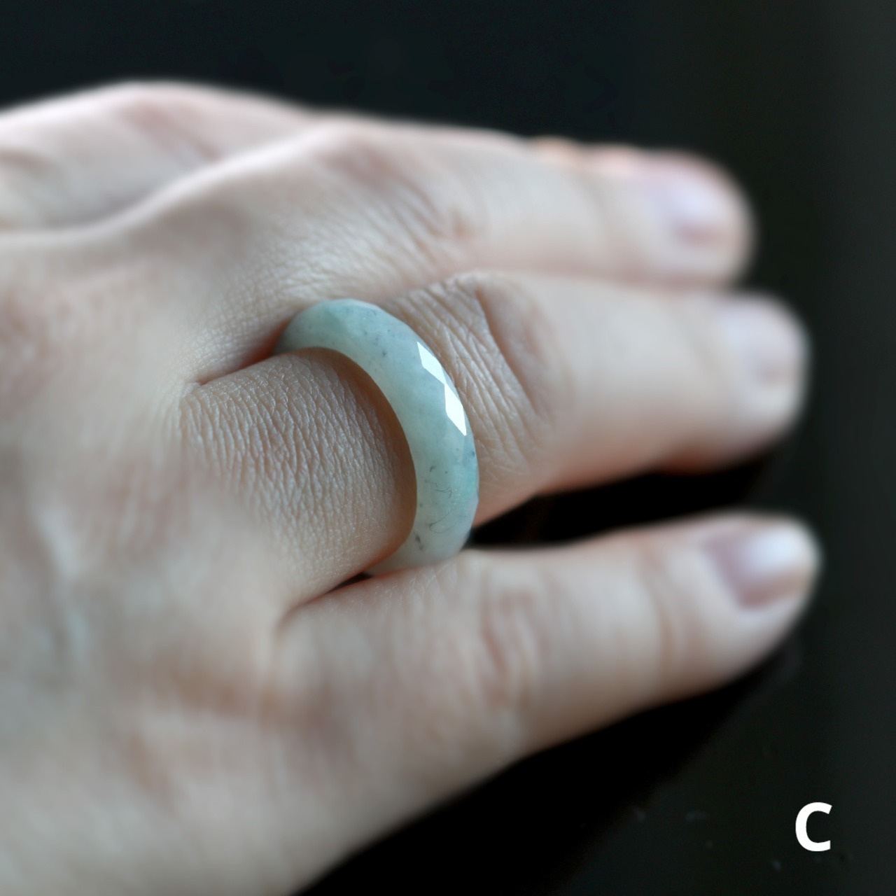 【 13号】透明感もある ファセット 翡翠リング A貨翡翠 jd_rg1068