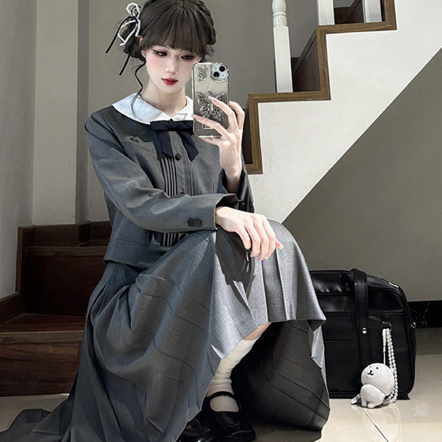 卒業式・入学式に|丸襟が上品なクラシカル制服風ロリィタ上下セット