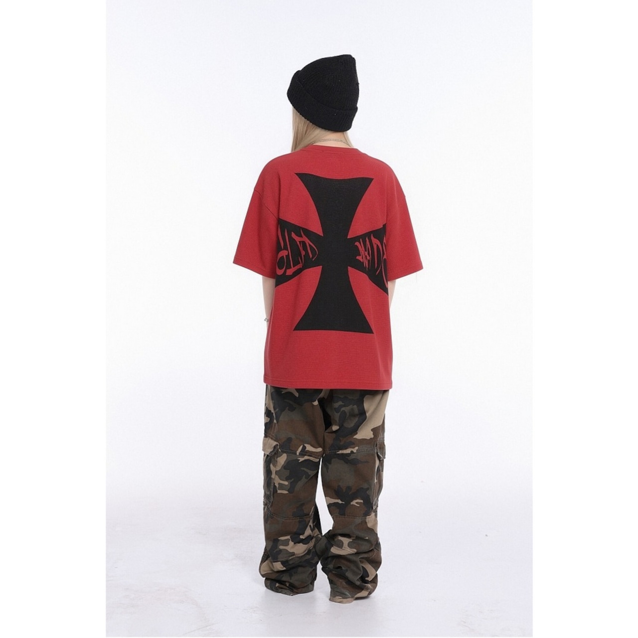 VINTAGE ストリート 赤いワッフル Tシャツ T2128