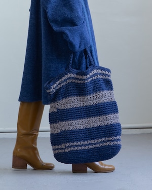 stripe knit big tote bag