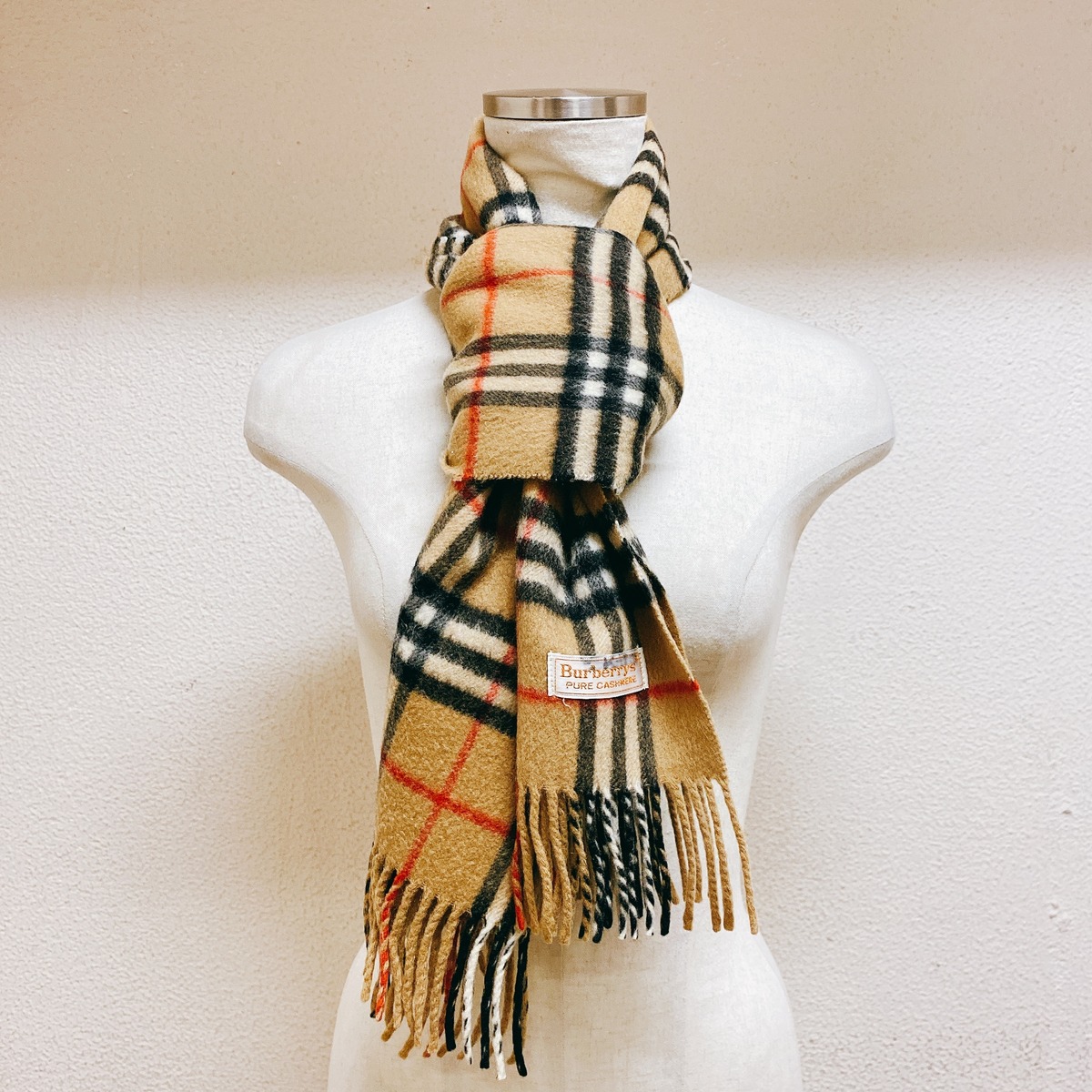 バーバリー カシミヤマフラー ベージュ色 ノバチェック柄 BURBERRY | UTA 