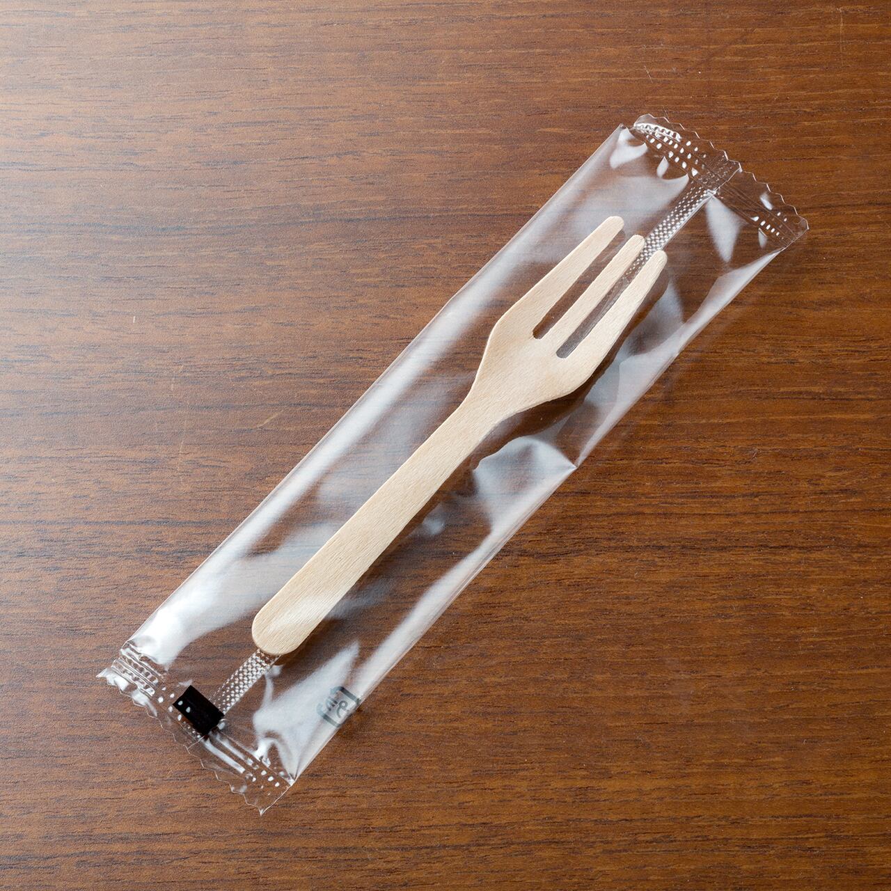 ポリ素材のウッドデザートスプーン フォーク 85mm 使い捨て エコ商品