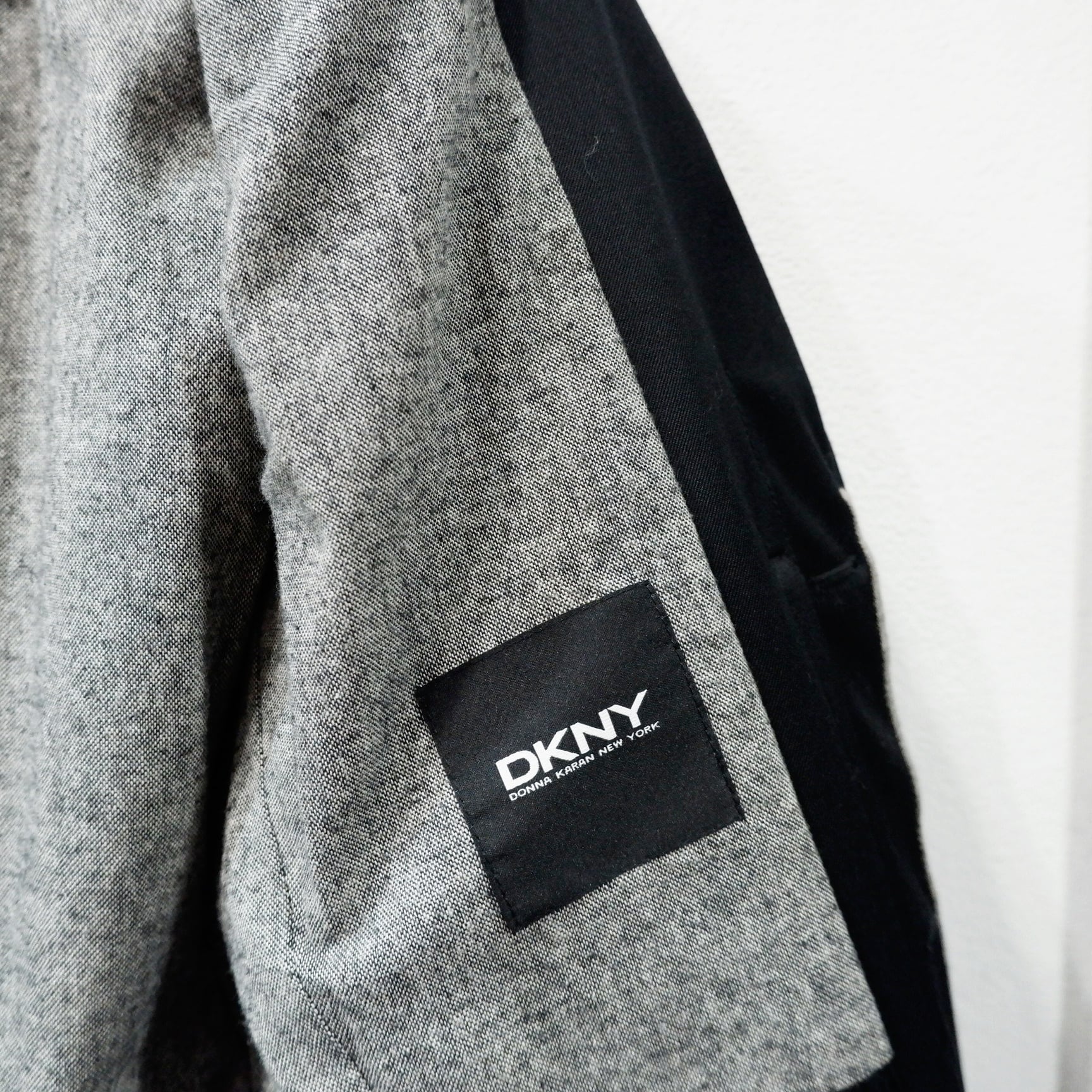 メンズ38 DKNY ロング チェスターコート 黒