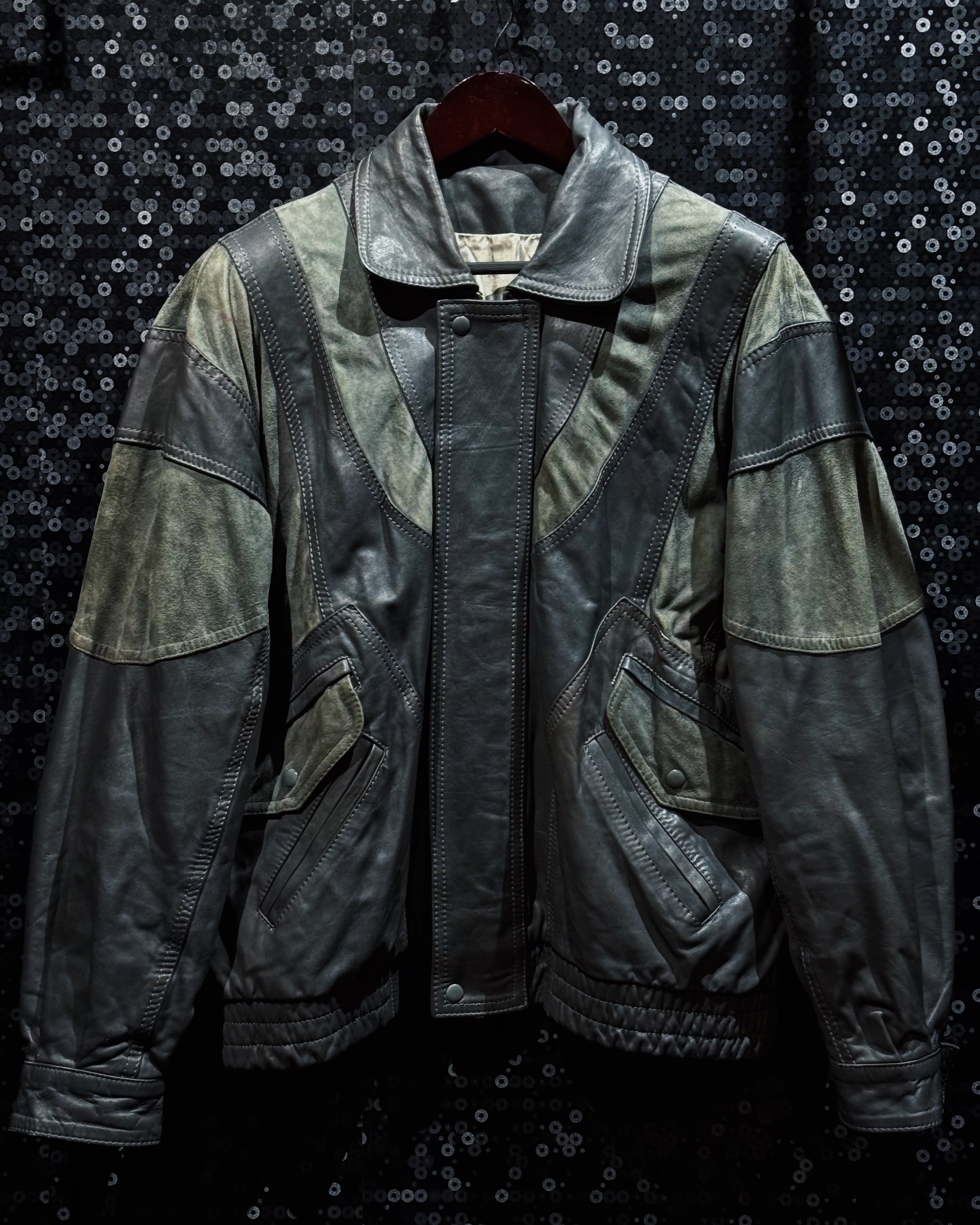 【ÆIEM】Special Vintage “SMOKY GRADATION” Multi Panel Leather Jacket