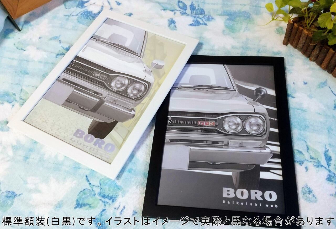 日産スカイライン2000GTグリーンメタリック 1972年イラスト | GT
