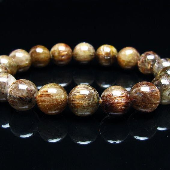 キャッツアイルチルクォーツ ブレスレット 12mm ルチルクォーツ ブレス 一点物 メール便可 [M便 1/10] 111-45800