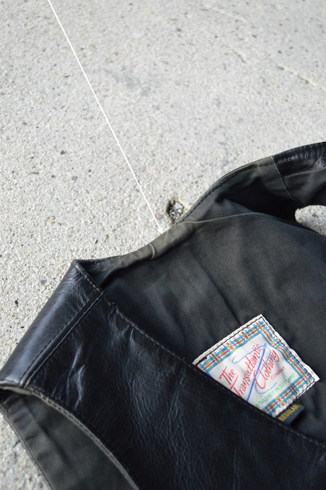 The Transatlantic Clothing Company 1980s AERO LEATHER Steer Hide Leather Vest Hand Tailored in Scotland エアロレザー 80s ステアハイドレザー スコットランド製