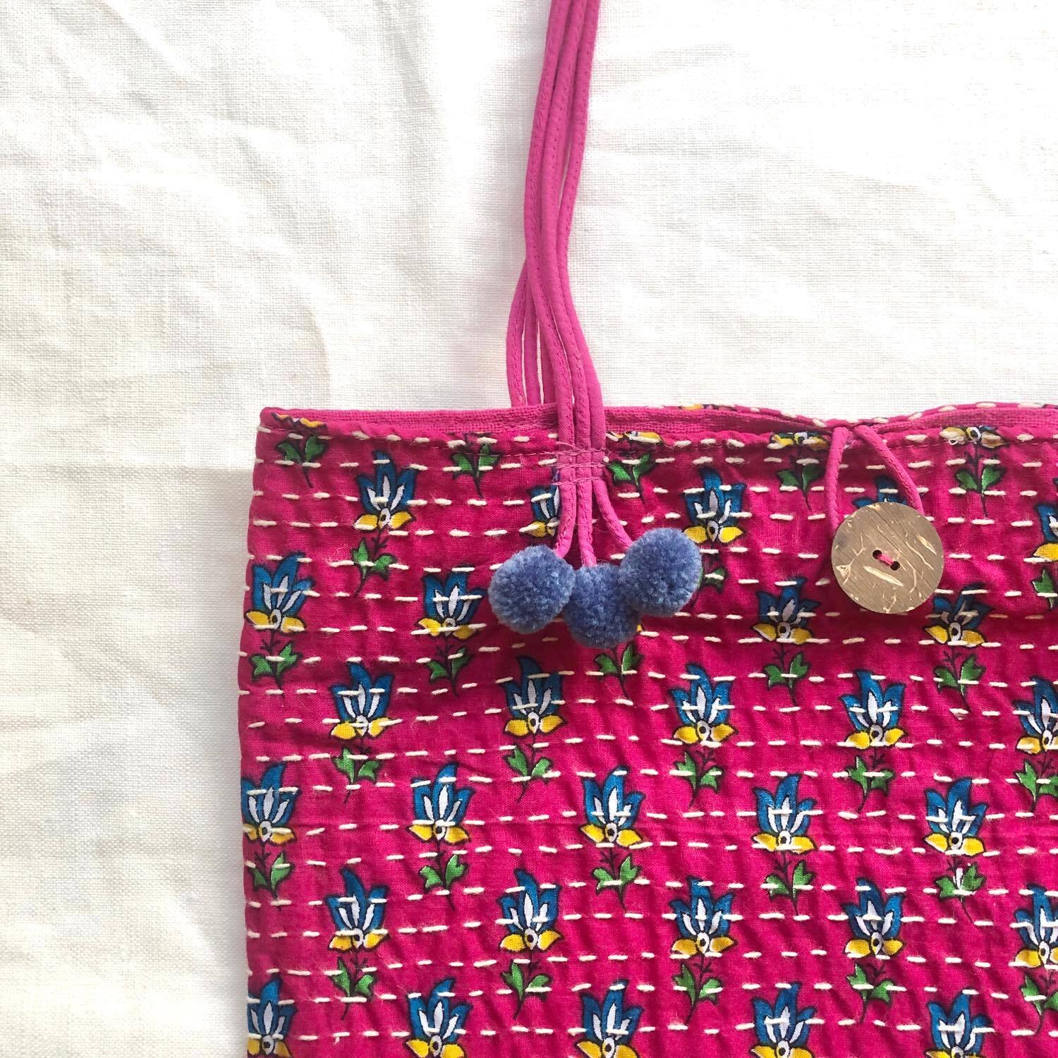 タイの刺し子トートバッグ〈ピンクと青/4種〉 | Dua-アクセサリー