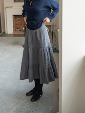 Délavé Gris Cotton Tiered Skirt F0820