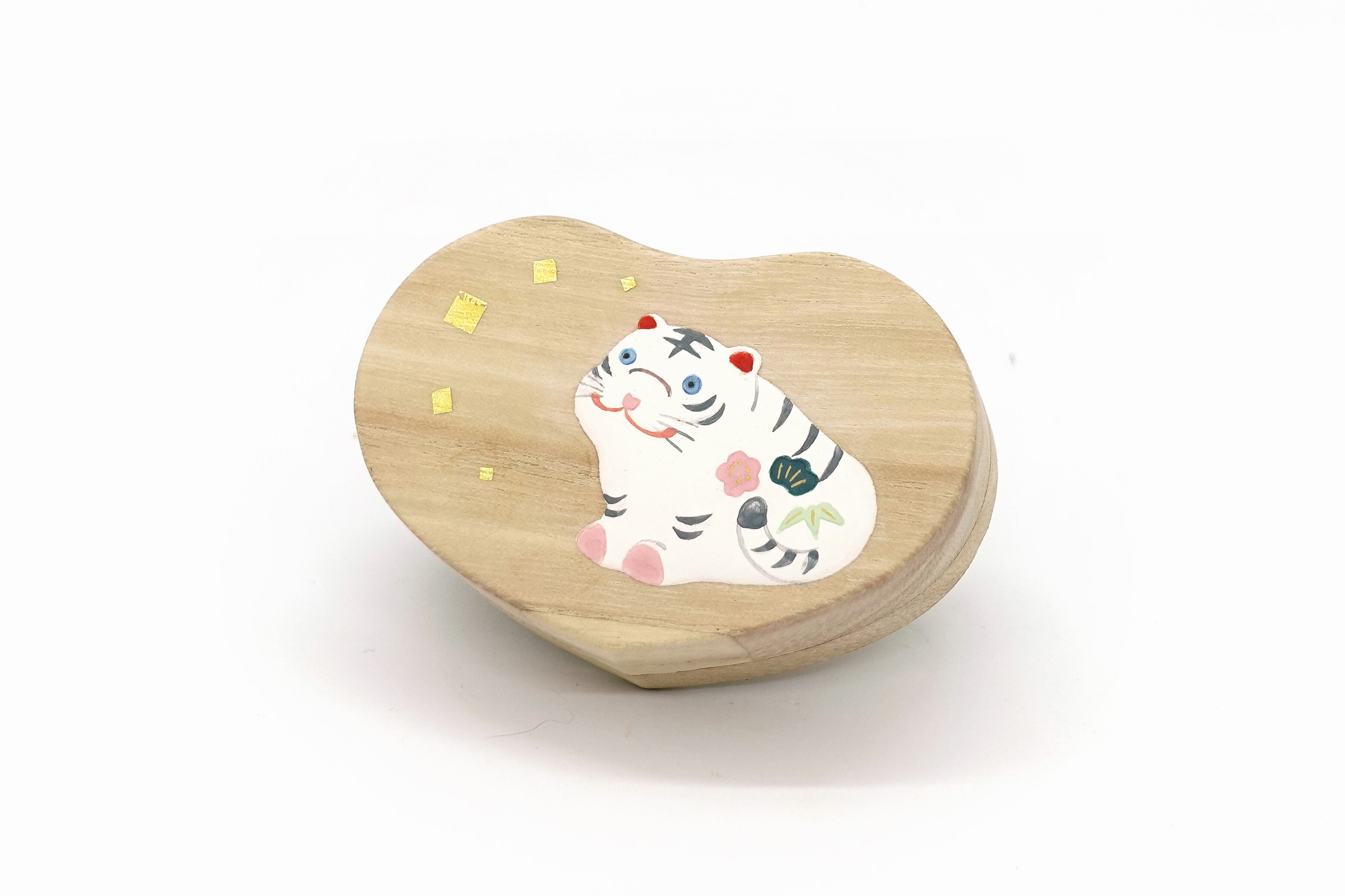 ハート型桐箱 -白寅-
