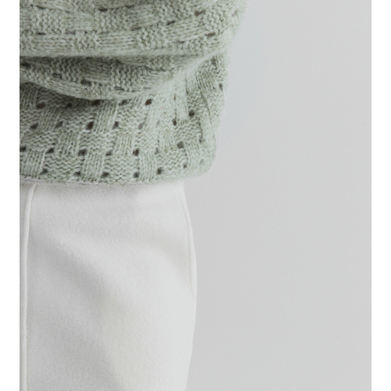 Cable Mesh Turtleneck Knit Pullover T4151