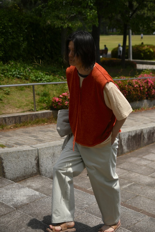 obafer / Exclusive 和紙Lace up vest (Orange)