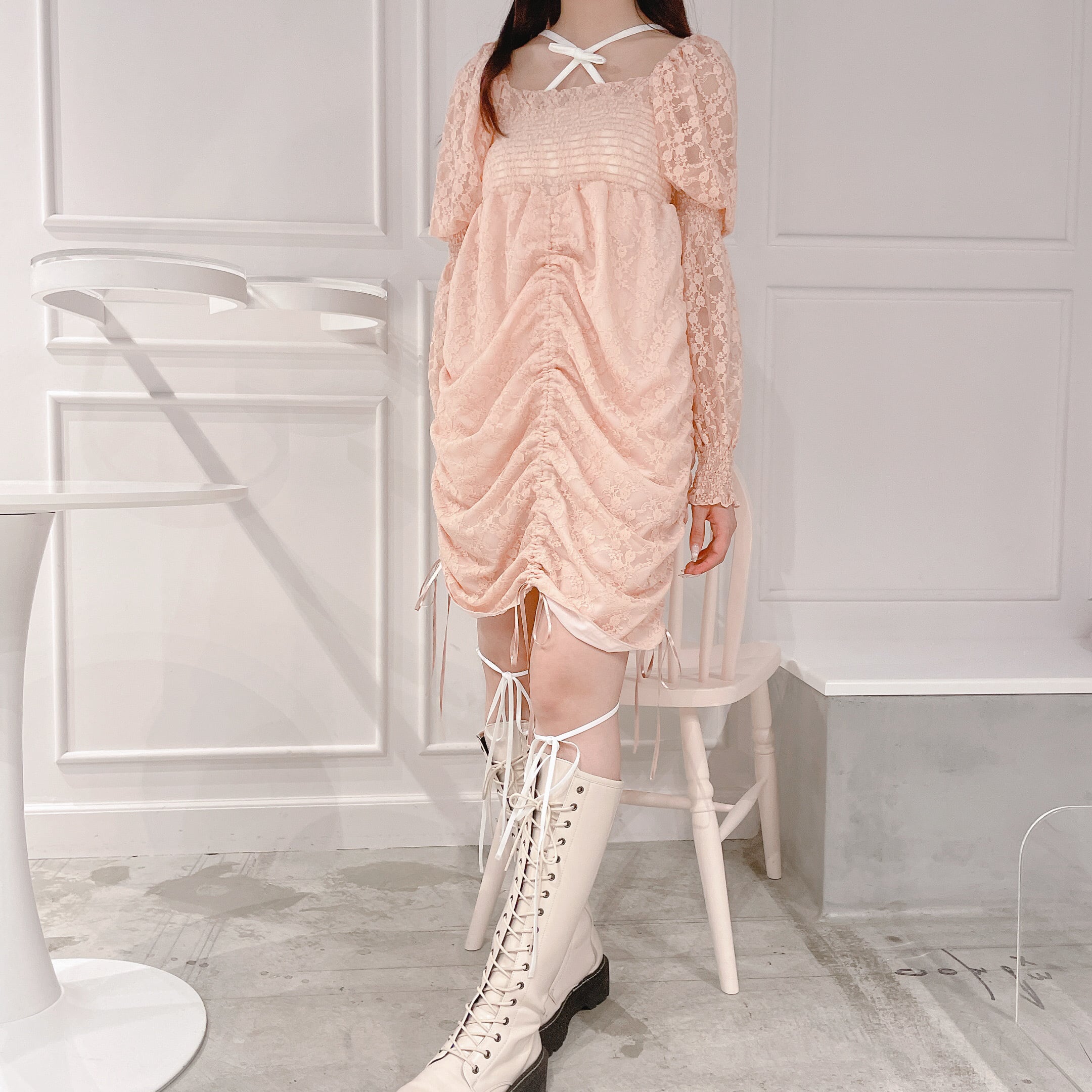 レースパフギャザーワンピース | lilLilly official webstore 