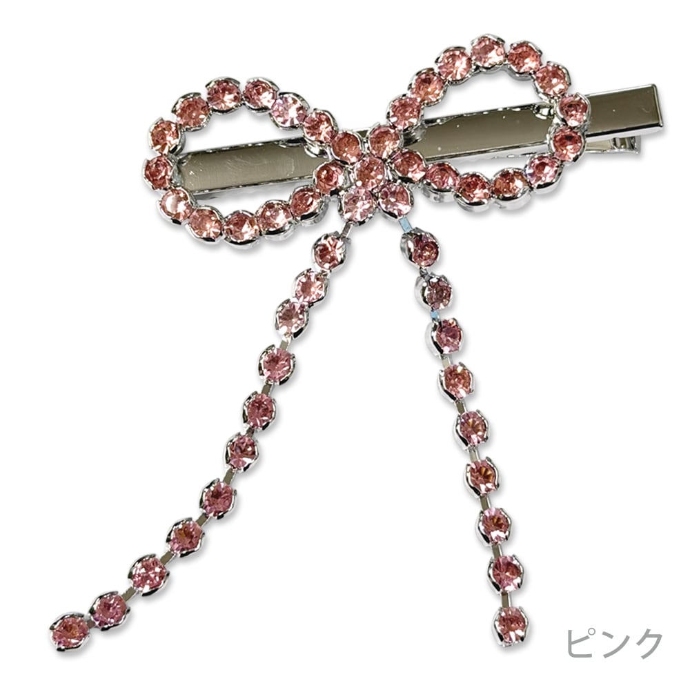ビジュー装飾のヘアクリップ BSH-035】リボンビジュークリップ | 原宿 竹下通り アクセサリー