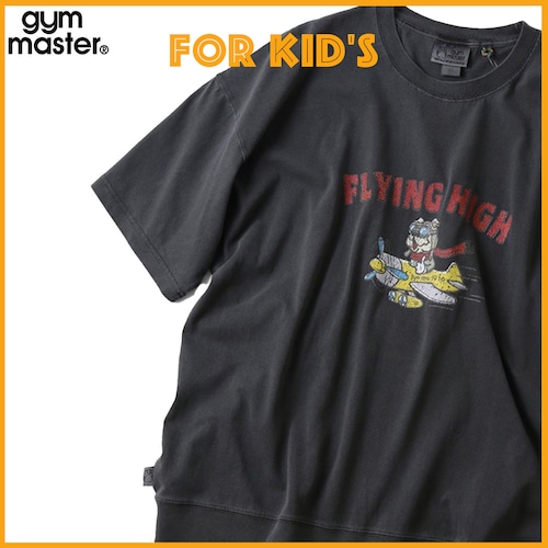 gym master ジムマスター KIDS 6.2oz FLYING HIGH TEE キッズ 半袖Tシャツ プリントTシャツ ピグメント加工 120cm〜140cm G733789K チャコール