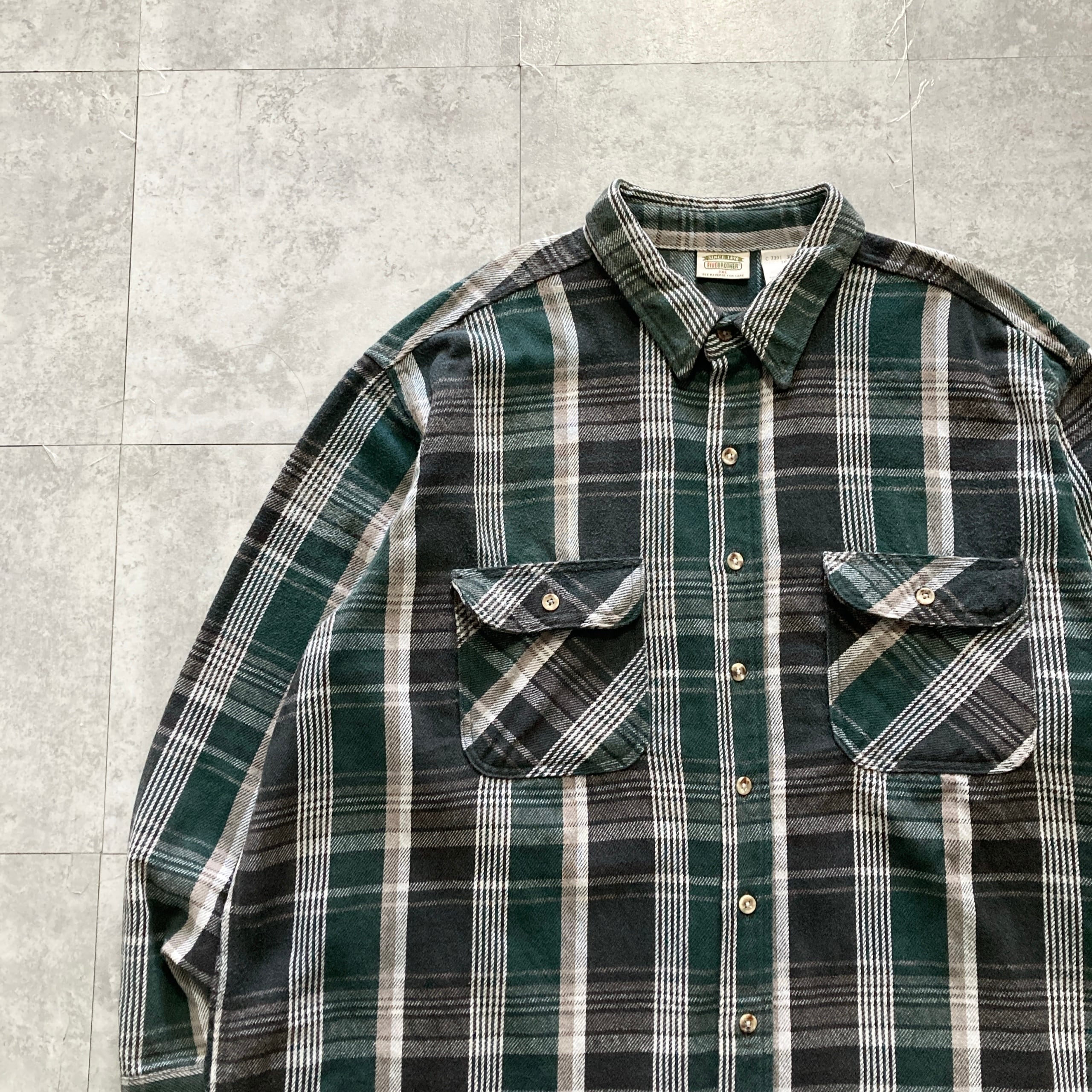 USA製】90s FIVE BROTHER ファイブブラザー 表記4XL チェック柄