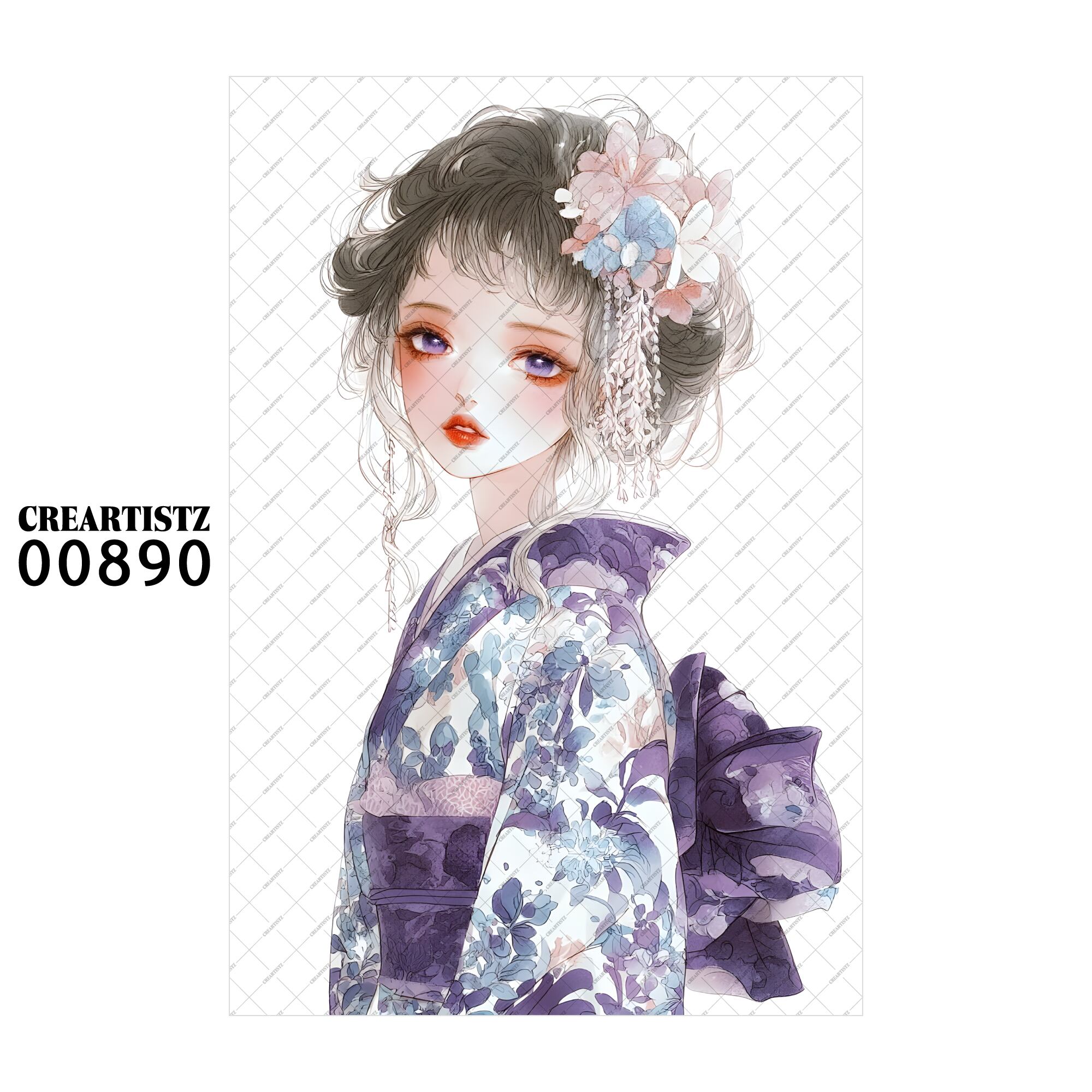 00890 ガール キュート オリジナル ペーパー/ステッカー 4枚セット CREARTISTZ