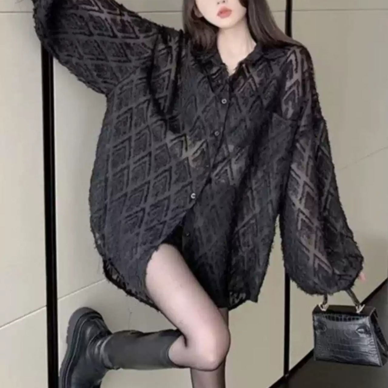 Black lace shirt (ME486)