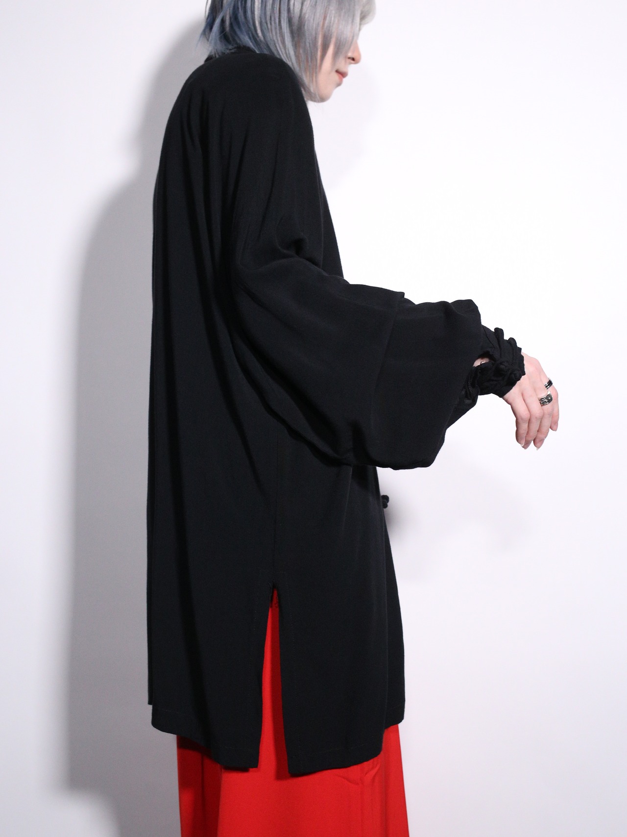 good drape fabric black china shirt - 4