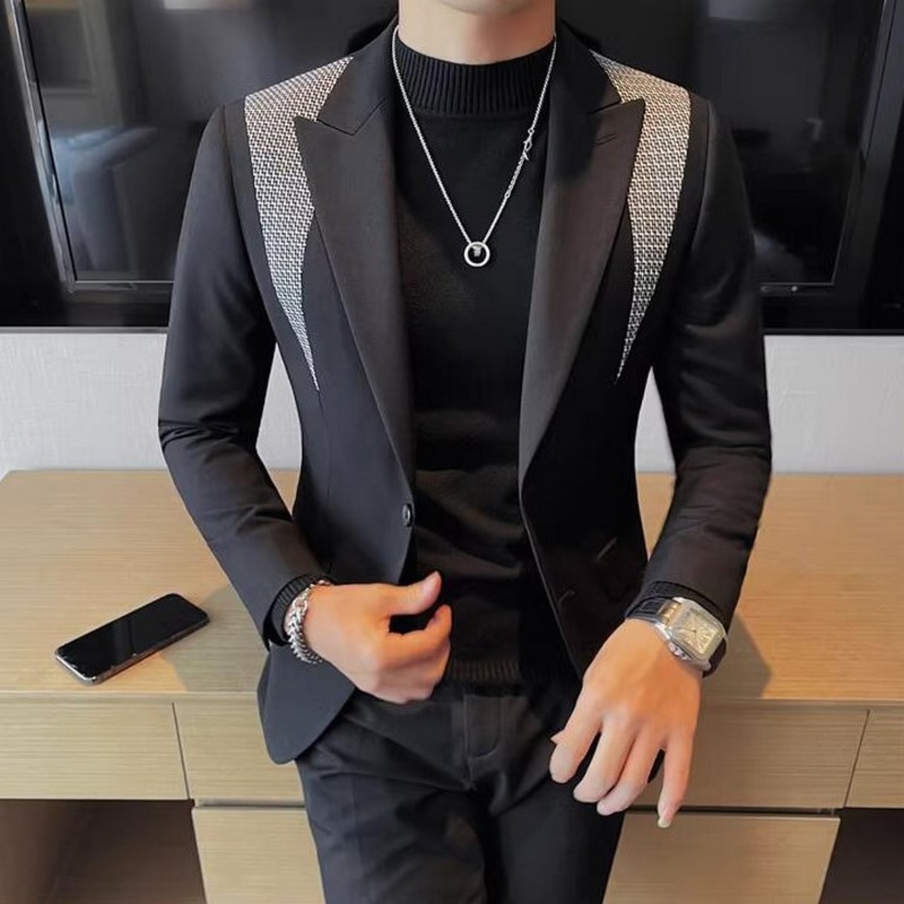 splicing suit jacket 00210