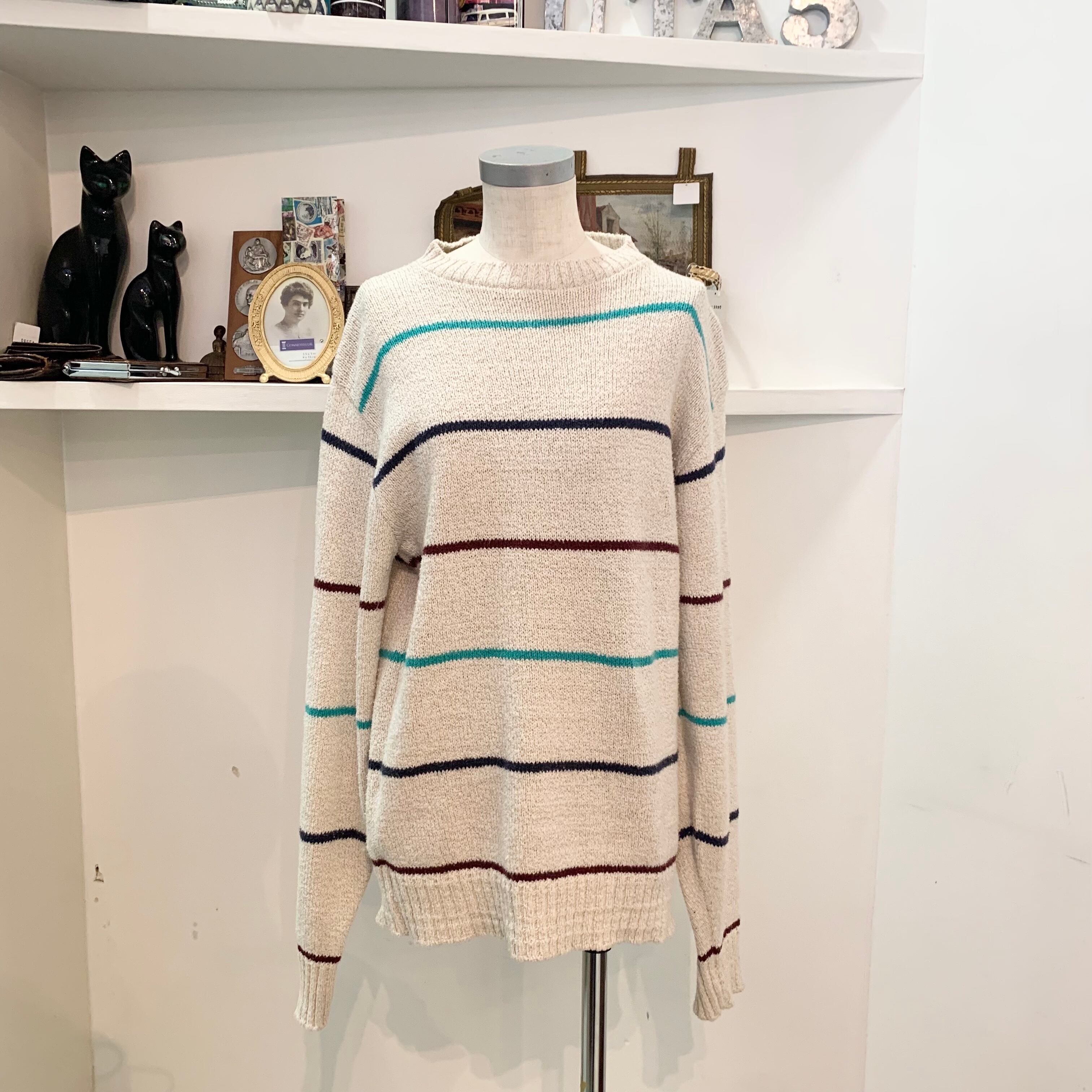 Christian Dior/knit/tops/ladies/whit/border/M/ディオール/ ニット