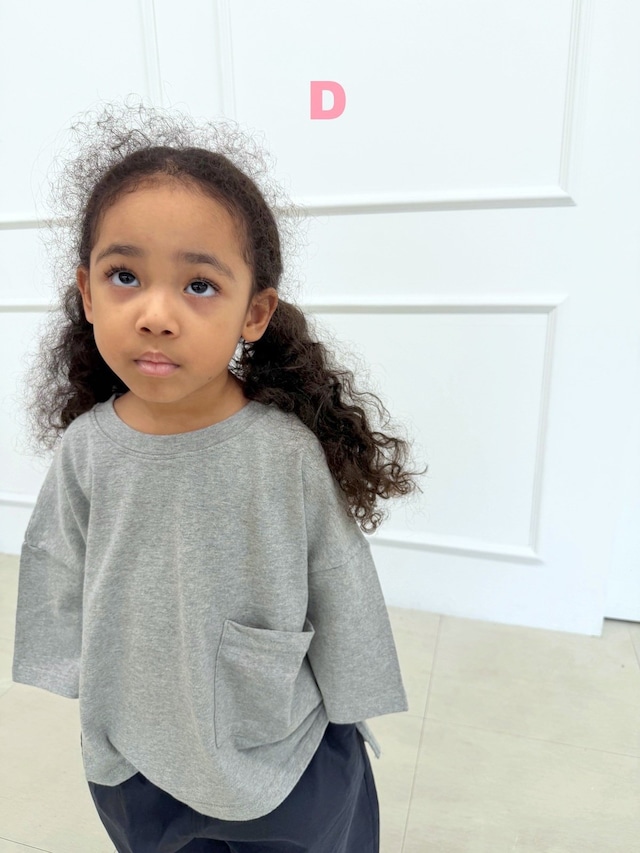 【取寄】dress monster|3/4 sleeve pocket tee (gray)|7分袖ポケットT(グレー)|S-JS(1-5号)|kids&jr|26 autumn