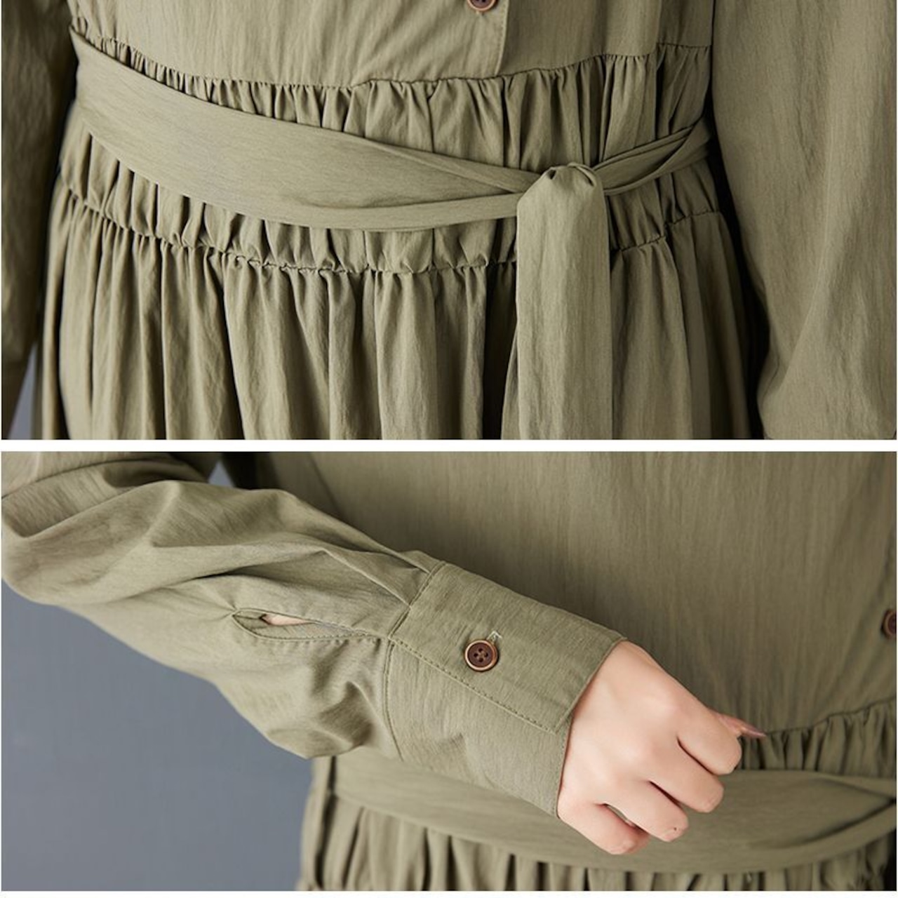 ドレープネック ギャザー ワンピース 00123