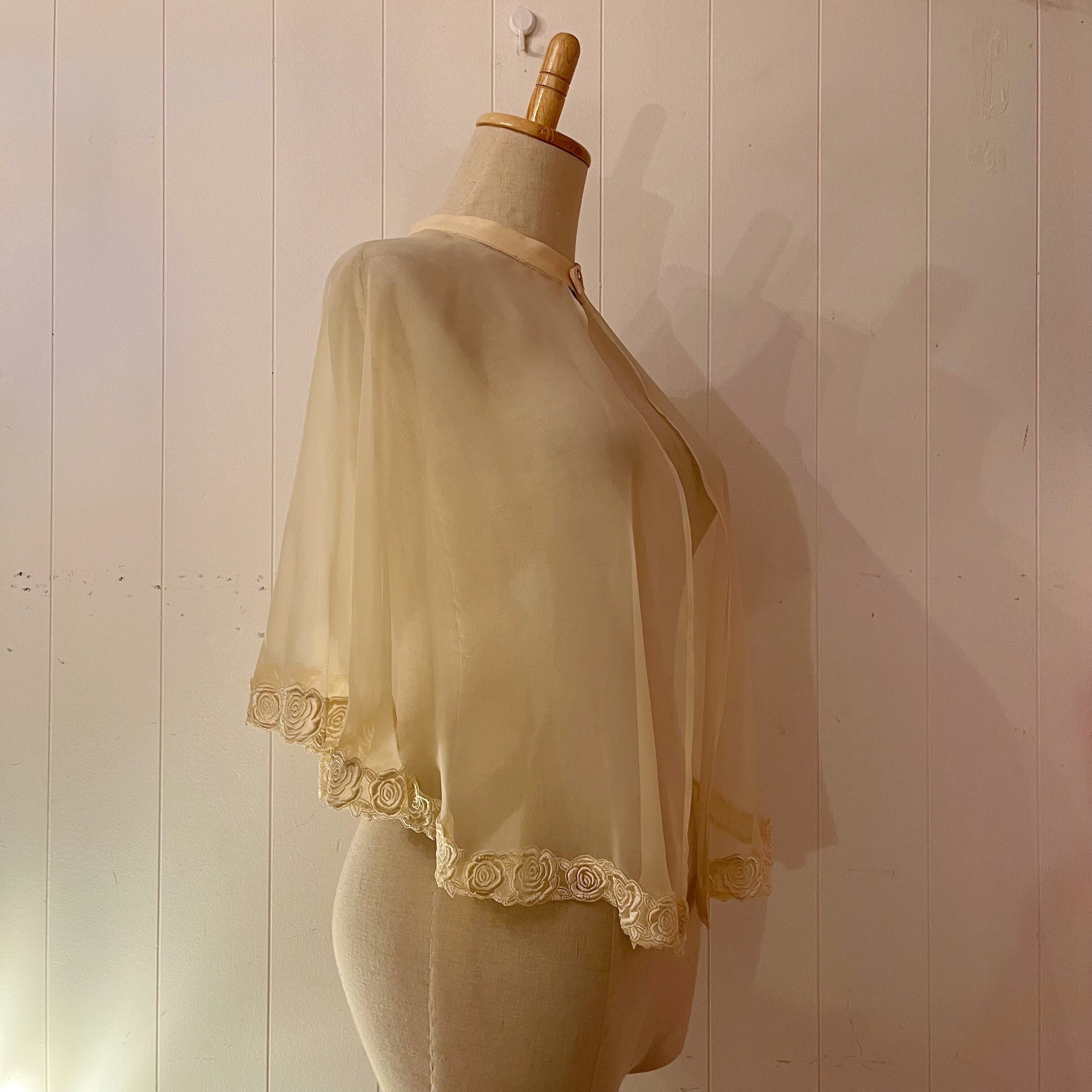 rose lace cream tulle cape
