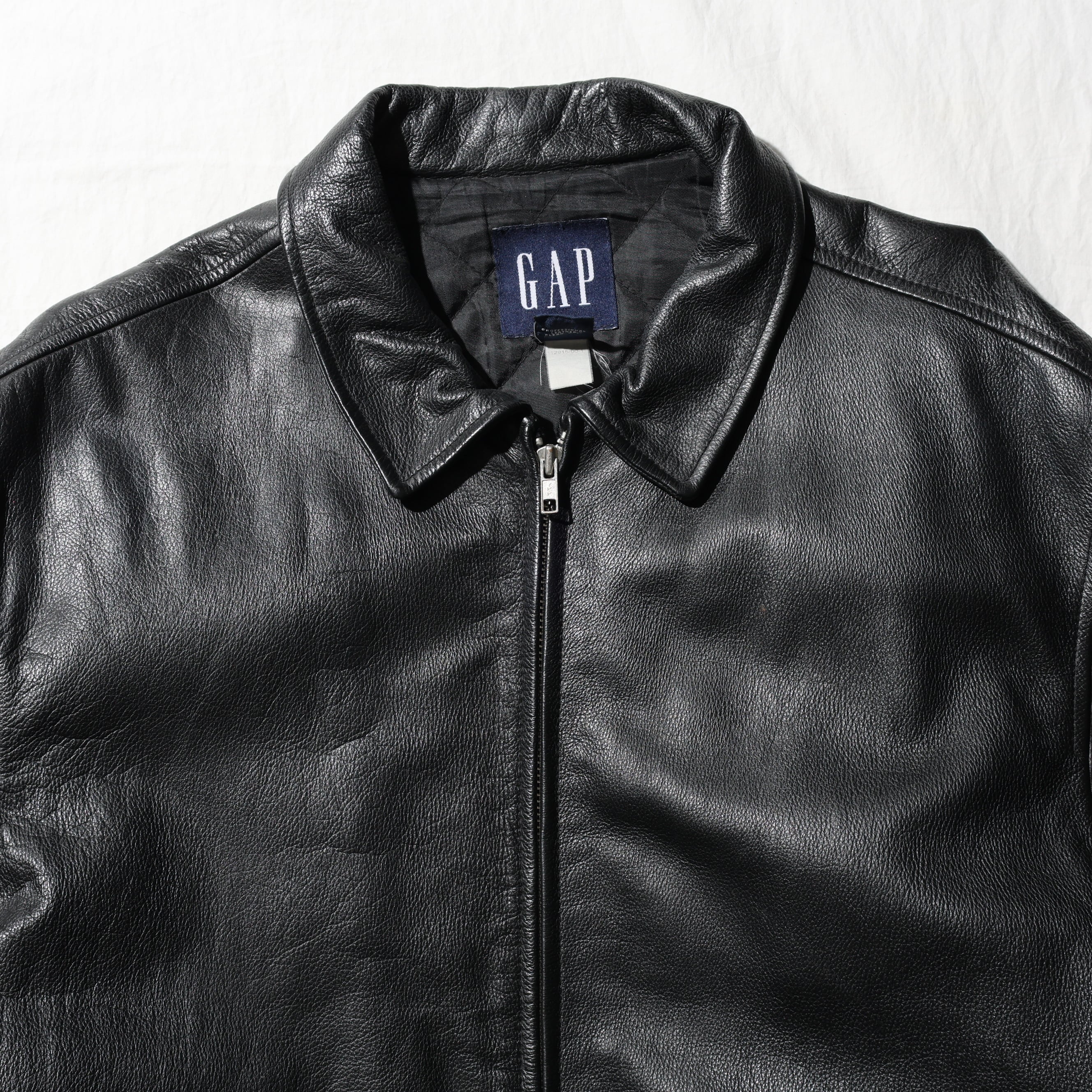 【美品】OLD GAP　レザージャケット 牛革 シボ革 大きいサイズ L 黒 OLD GAP】 美品 オールドギャップ レザージャケット Lサイズ XL 』OLD