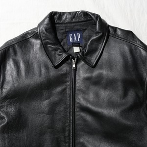 極美品 L アルミジップ 牛革 OLD GAP レザージャケット ブラック オールドギャップ
