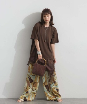 2605142 レースヘムレイヤードカットソー brown