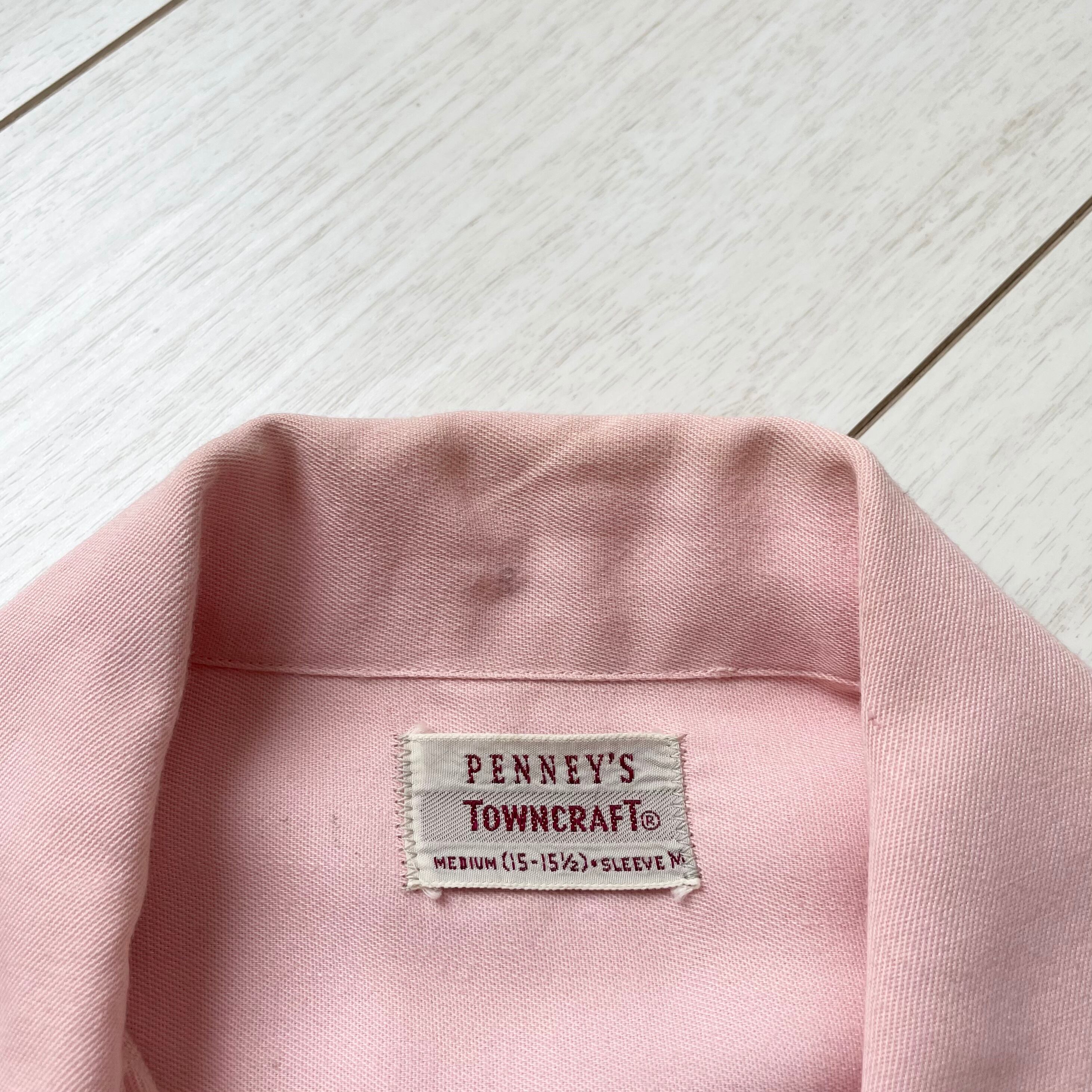 sizeM 50s 薄ピンク TOWNCRAFT ビンテージ レーヨンシャツ 開襟シャツ 