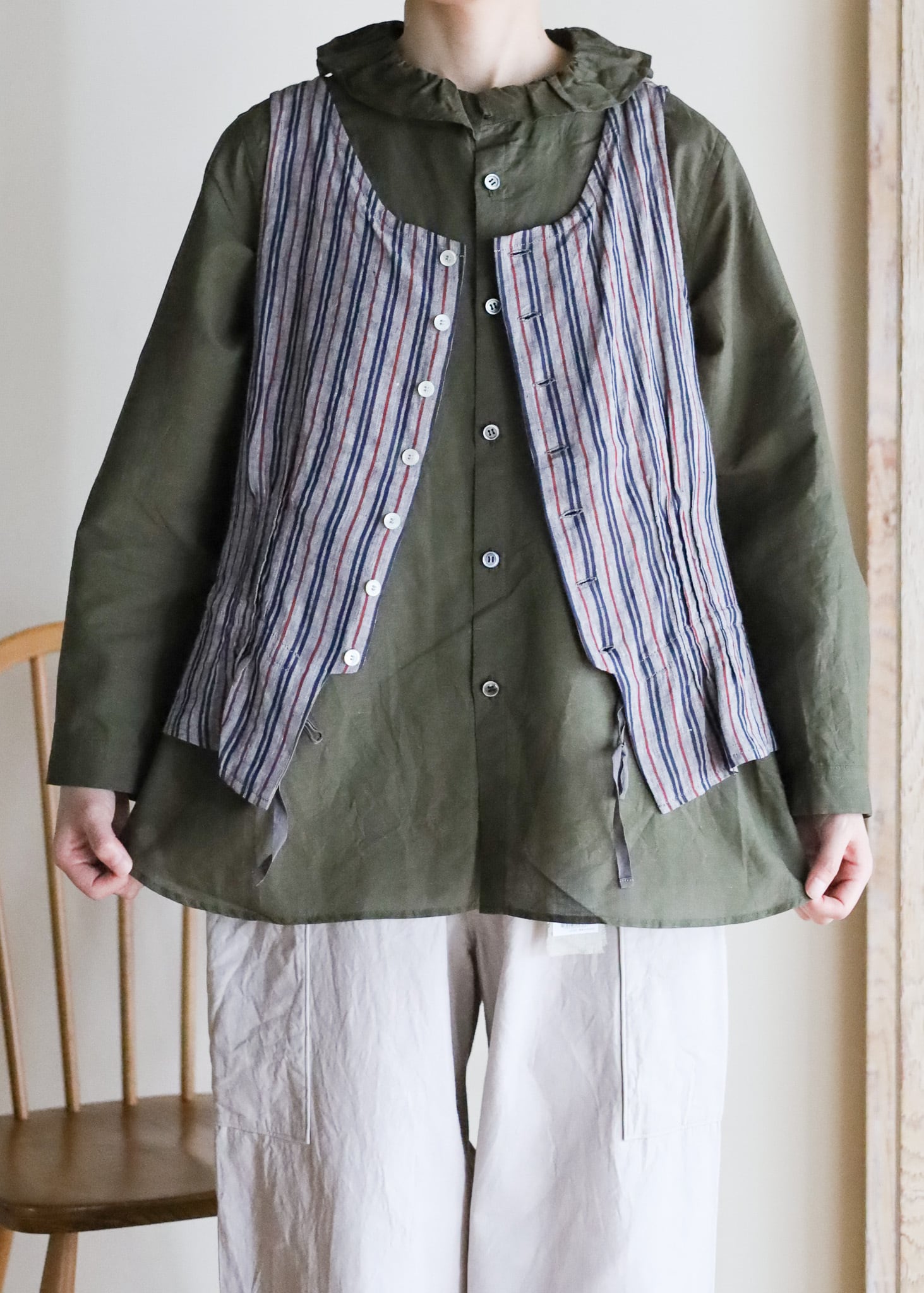 Vlas Blomme - Vintage Stripe ビスチェ - Navy / Grey Brown | merle