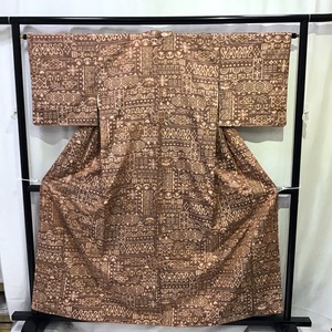 正絹・紬・アンサンブル・茶系・着物・羽織・No.200701-0549・梱包サイズ60