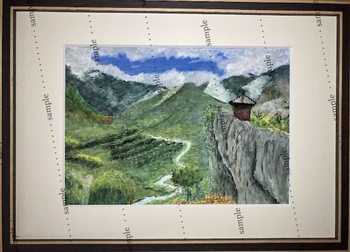 俗界を離れた山寺 風景画 Temple Beyond the World