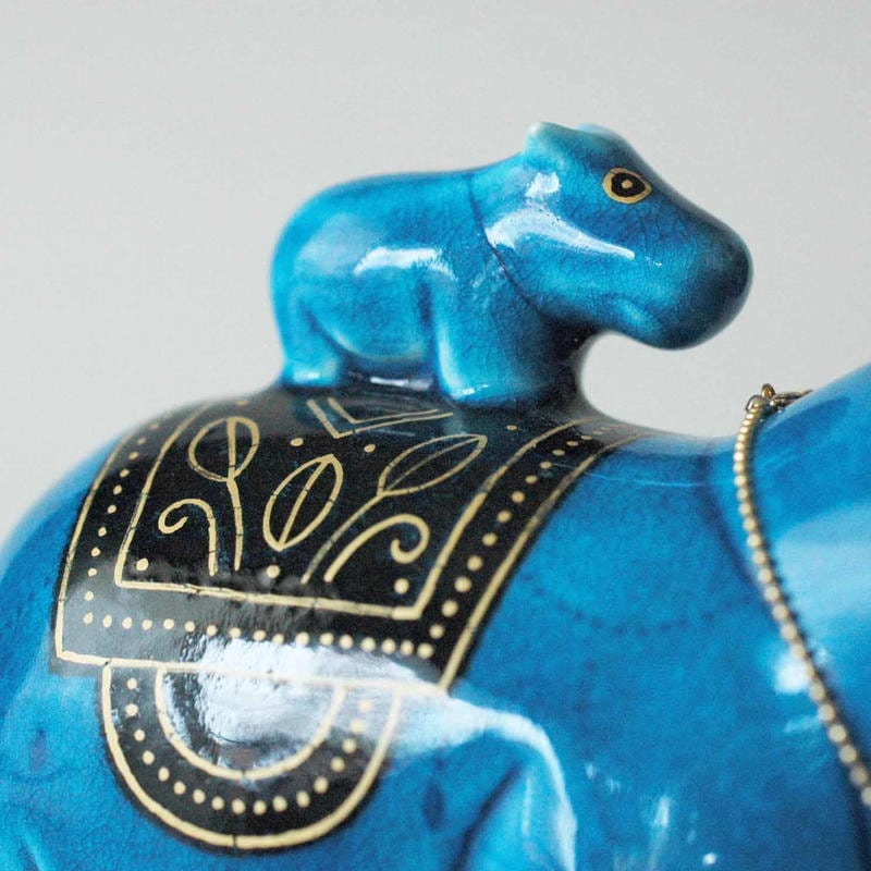 新品　幸兵衛窯 青釉オーナメント タウレト 古代エジプトの神 カバ の置物 新品 幸兵衛窯 青釉オーナメント タウレト 古代エジプトの神