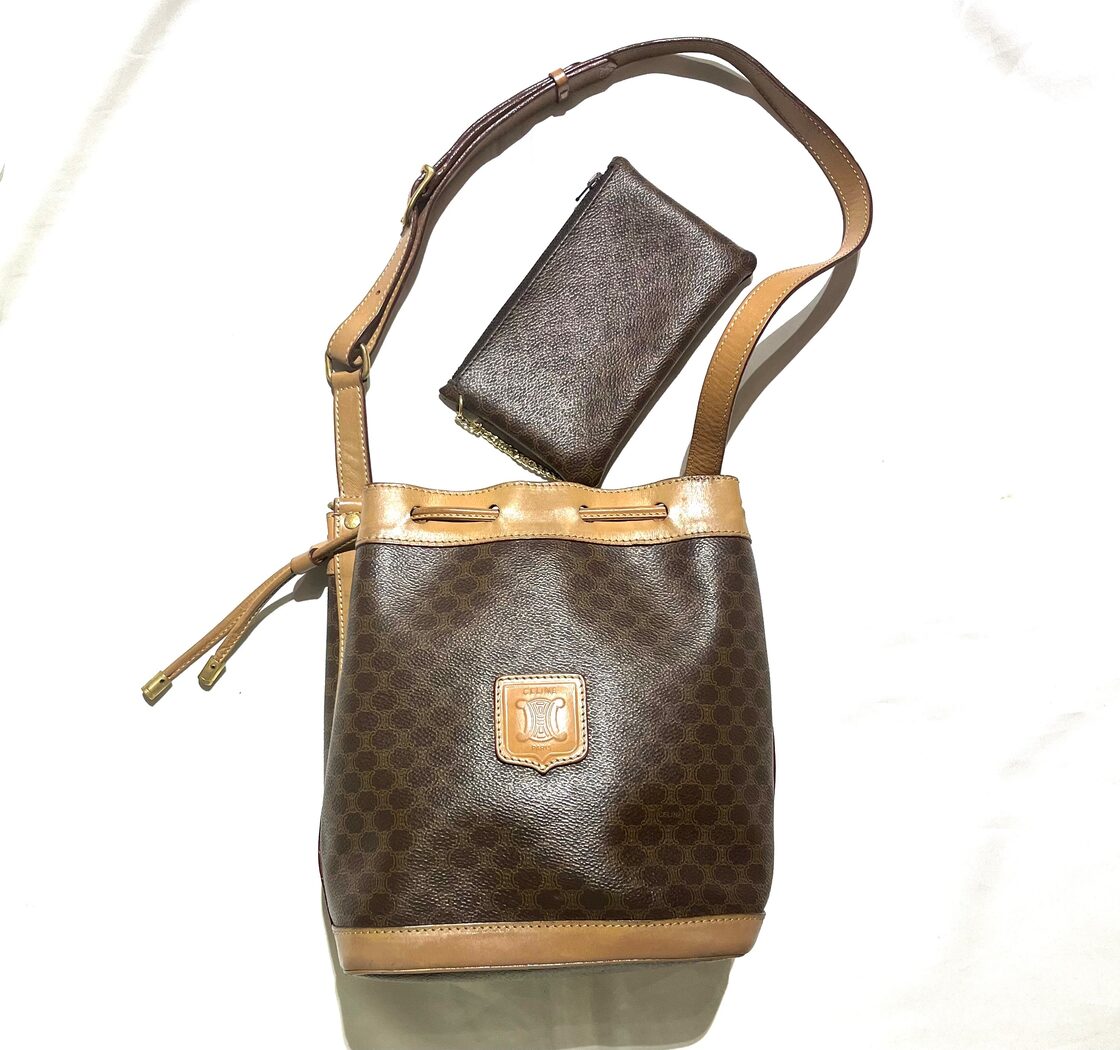 0972 VINTAGE CELINE マカダム ポーチ付きCELINEデザイン巾着 