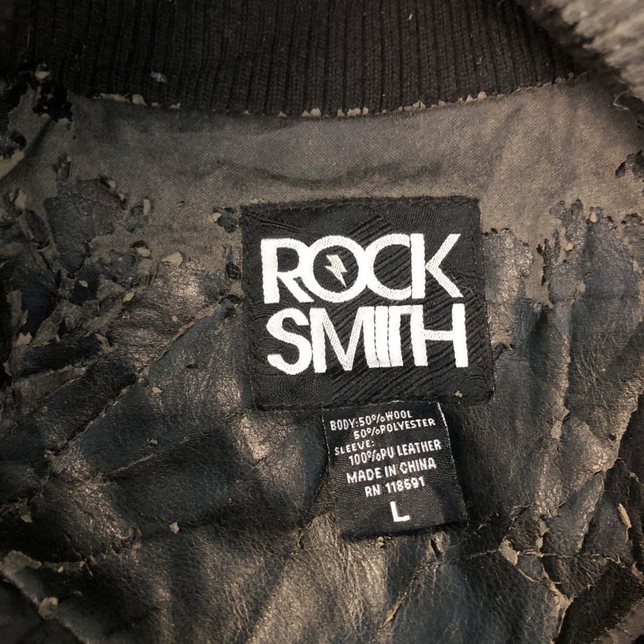 ROCK SMITH スタジャン L ブラック グレー ロックスミス ウール 