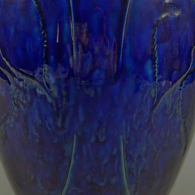 九谷焼 瑠璃釉 三葉文 花瓶 花器 藤村豊秋 美しい青 日本の陶磁器