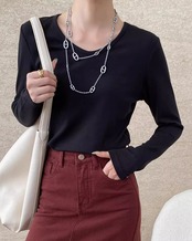 Simple round neck T-shirt T20204