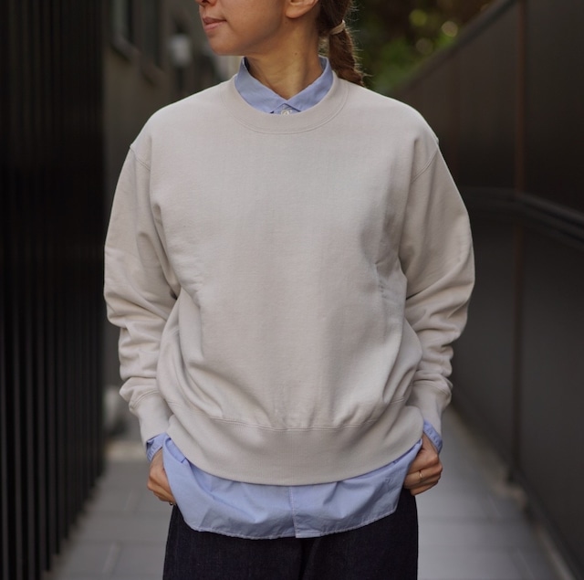 unfil(アンフィル) cotton & paper terry sweatshirt light gray