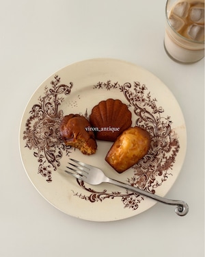 vintage french plate / ブラウンの風景プレート c