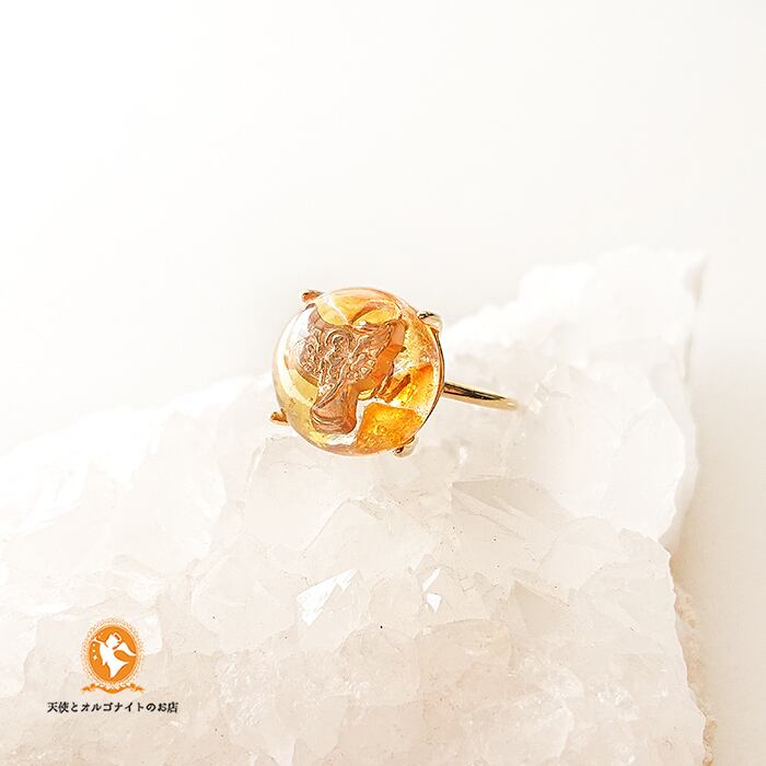 ボンボニエール✧ORANGE✧GOLD✧オルゴナイト 7～11号(+前後)サイズ調整可能 大天使ラギュエルのオルゴナイトリング