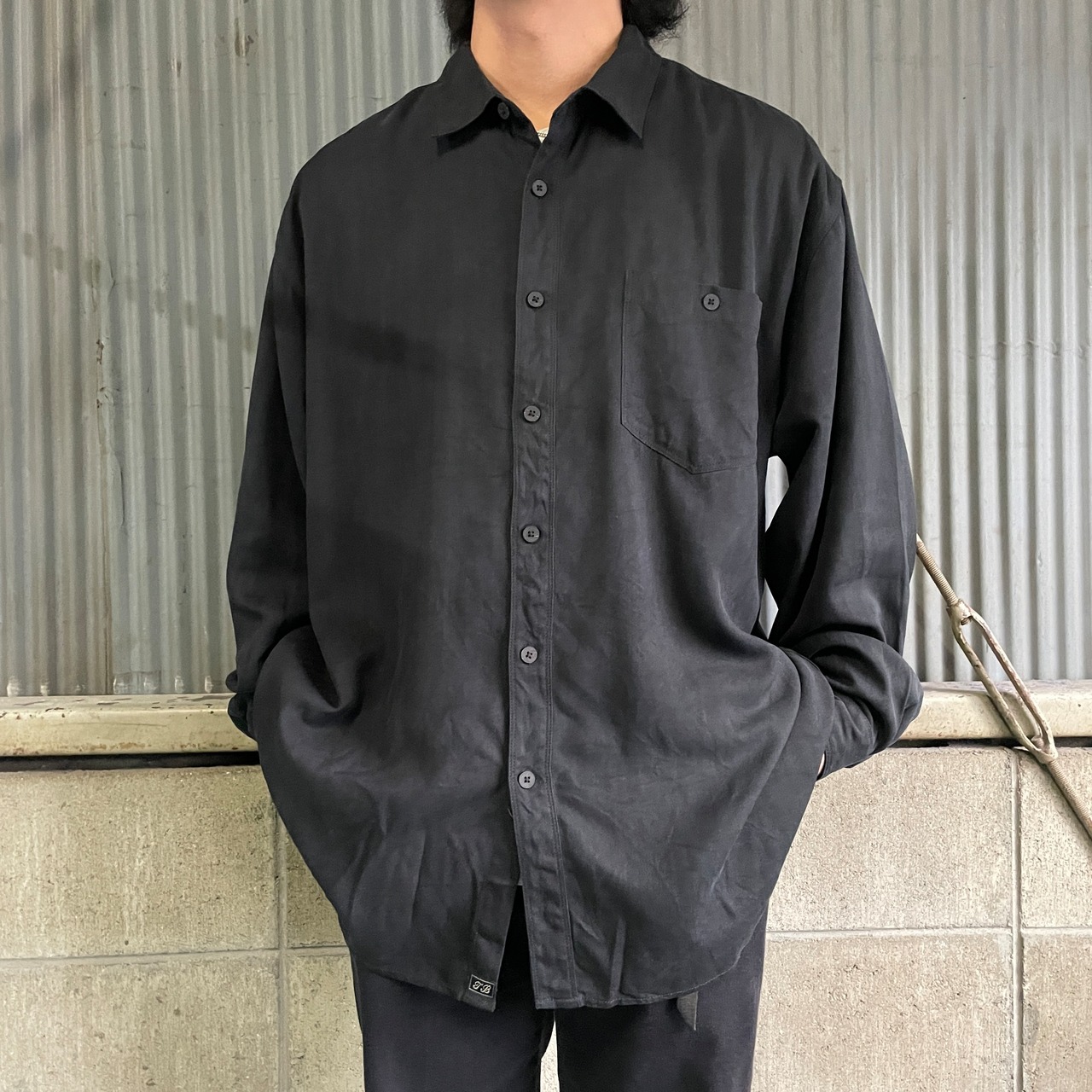 Tommy Bahama トミーバハマ 無地 ヘリンボーンツイル シルクシャツ 